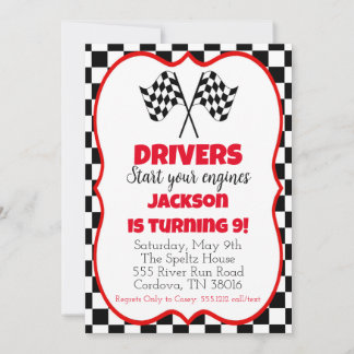 Invitation d'anniversaire de voiture de course