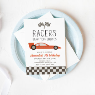 Invitation d'anniversaire de voiture de course