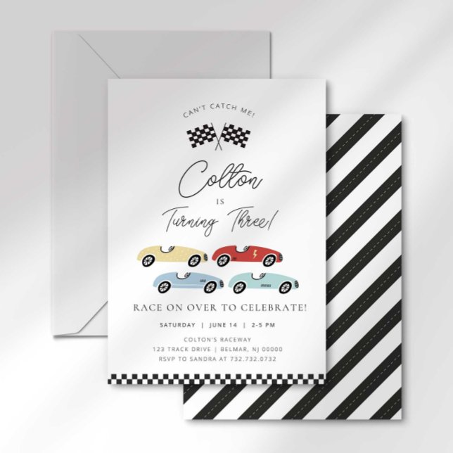 Invitation d'anniversaire de voiture de course (Créateur téléchargé)
