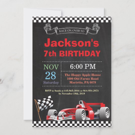 Invitation D Anniversaire De Voiture De Course Zazzle Fr