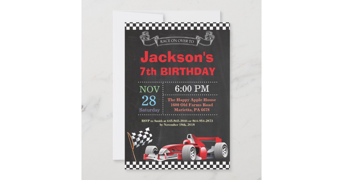Invitation D Anniversaire De Voiture De Course Zazzle Fr