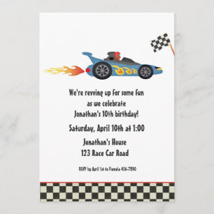 Invitation d'anniversaire de voiture de course