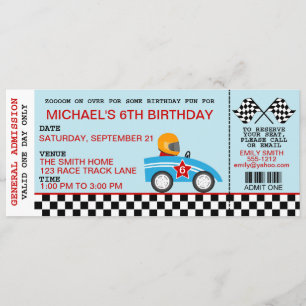 Invitation d'anniversaire de voiture de course