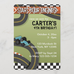 Invitation d'anniversaire de voiture de course