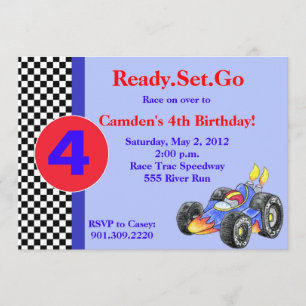 Invitation d'anniversaire de voiture de course
