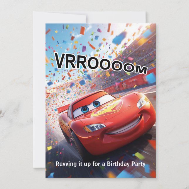 Invitation d'anniversaire de voiture de course de  (Devant)