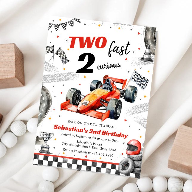 Invitation d'anniversaire de voiture de course Deu (Créateur téléchargé)