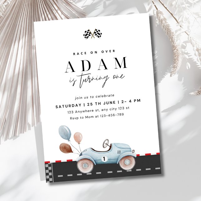 Invitation d'anniversaire de voiture de course, Jo (Créateur téléchargé)