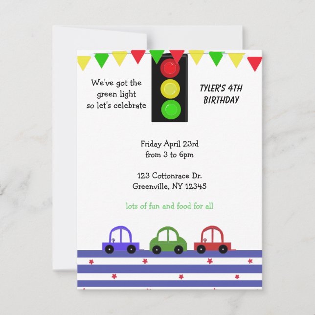 Invitation d'anniversaire de voiture de course mig (Devant)