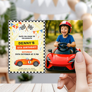 Invitation d'anniversaire de voiture de course pou
