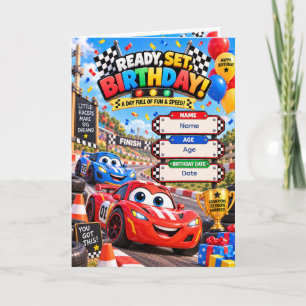 Invitation d'anniversaire de voiture de course tou