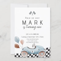 Invitation d'anniversaire de voiture de course vin