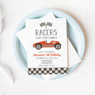 Invitation d'anniversaire de voiture de course vin