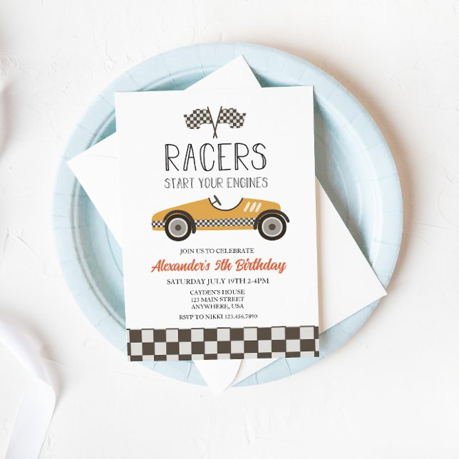 Invitation d'anniversaire de voiture de course vin (Créateur téléchargé)