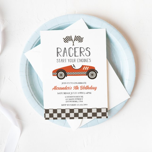 Invitation d'anniversaire de voiture de course vin (Créateur téléchargé)