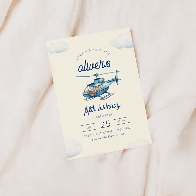 Invitation d'anniversaire de vol d'hélicoptère ver (Créateur téléchargé)