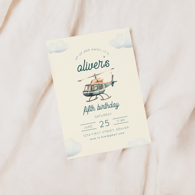 Invitation d'anniversaire de vol d'hélicoptère ver (Créateur téléchargé)