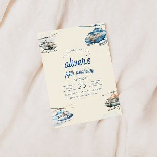 Invitation d'anniversaire de vol d'hélicoptère ver