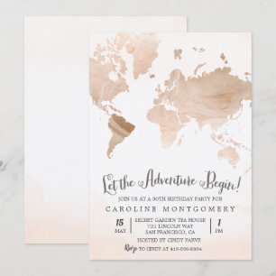 Invitation d'anniversaire de voyage carte aquarell