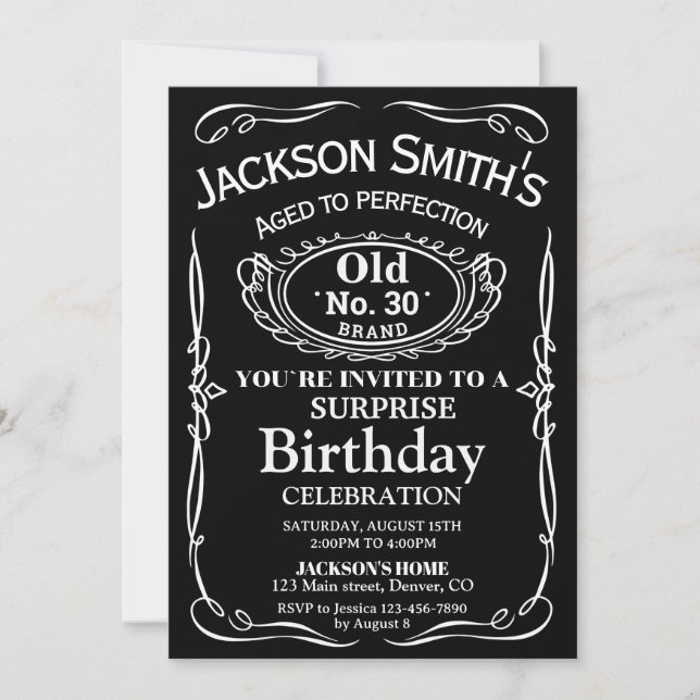 Invitation d'anniversaire de Whiskey Surprise invi (Devant)