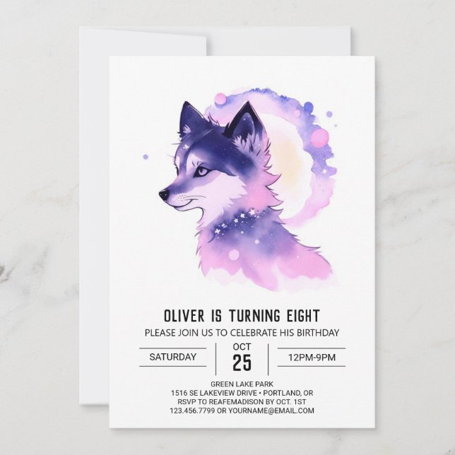 Invitation d'anniversaire de Wolf Woodland (Devant)