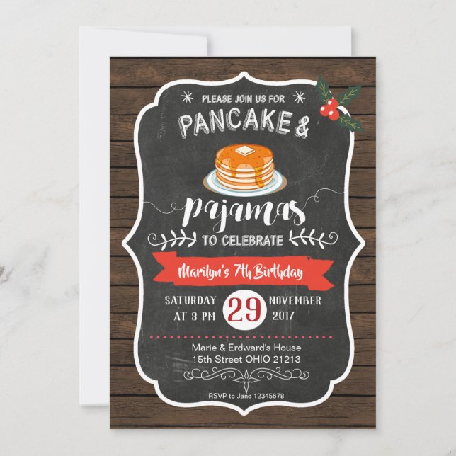 Invitation d'anniversaire de Wood Pancake et Pajam (Devant)