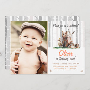 Invitation d'anniversaire de Woodland First Birthd