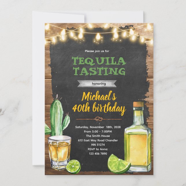 Invitation d'anniversaire dégustation de tequila (Devant)