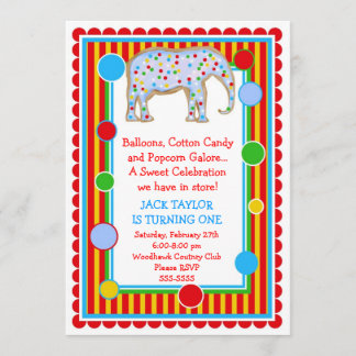 Invitation d'anniversaire d'éléphant de cirque