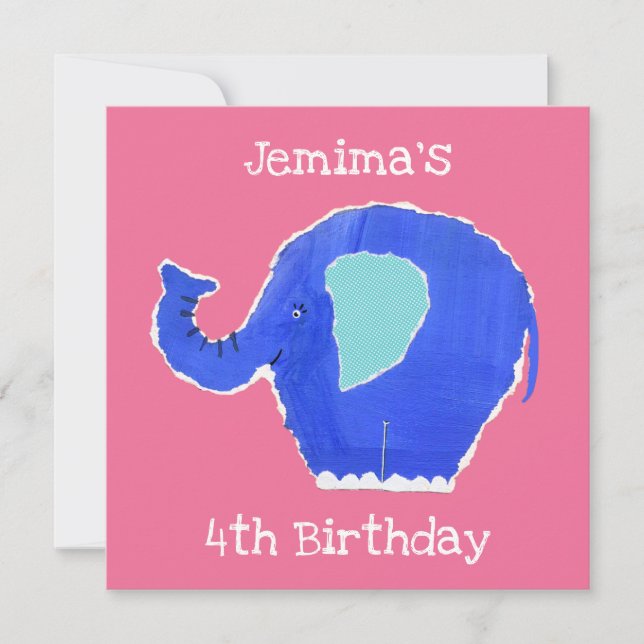 Invitation d'anniversaire d'éléphant personnalisée (Devant)
