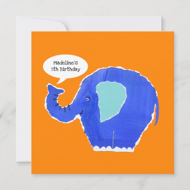 Invitation d'anniversaire d'éléphant personnalisée (Devant)