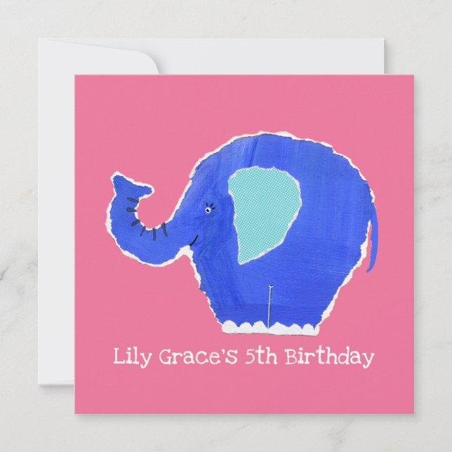 Invitation d'anniversaire d'éléphant personnalisée (Devant)