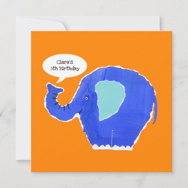 Invitation d'anniversaire d'éléphant personnalisée (Devant)