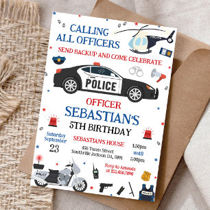 Invitation d'anniversaire d'enfant Officier de pol