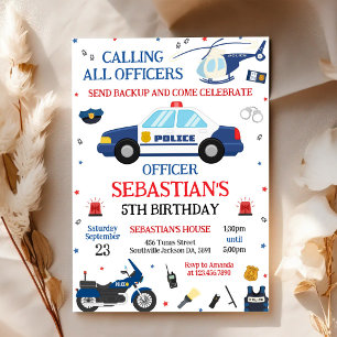 Invitation d'anniversaire d'enfant Officier de pol