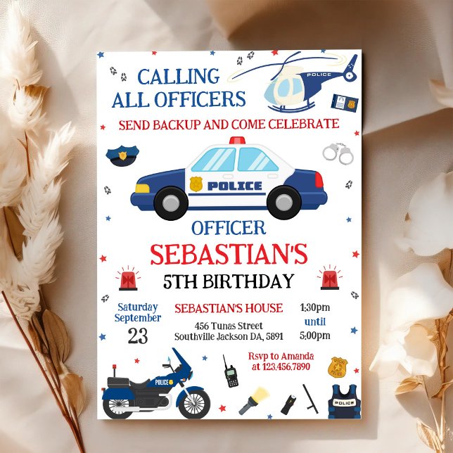 Invitation d'anniversaire d'enfant Officier de pol (Créateur téléchargé)