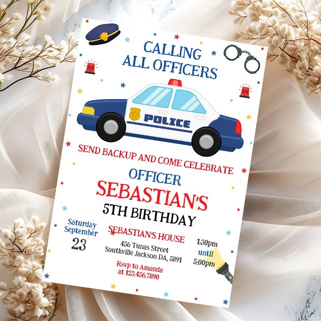 Invitation d'anniversaire d'enfant Officier de pol (Créateur téléchargé)