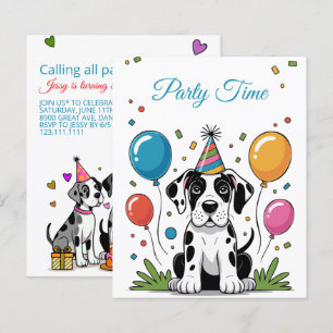 Invitation d'anniversaire d'enfants Grand Danois c