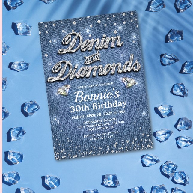 Invitation d'anniversaire Denim et Diamants (Créateur téléchargé)