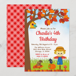 Invitation d'anniversaire d'épouvantail d'automne