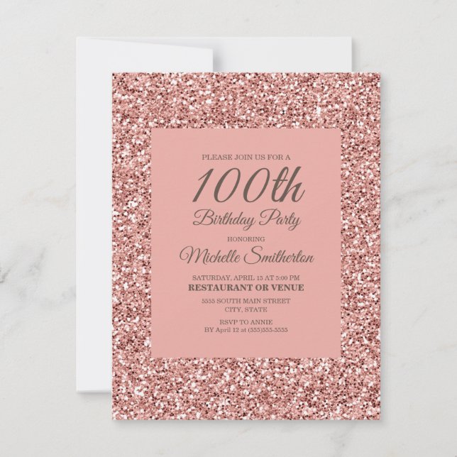 Invitation d'anniversaire des 100 ans pour femme à (Devant)