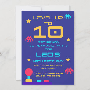 Invitation d'anniversaire des 10 ans Level Up   Mo