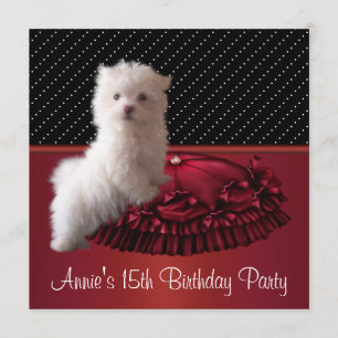 Invitation d'anniversaire des 15 ans de chiot poin