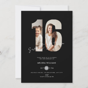 Invitation d'anniversaire des 16 ans avec photo no