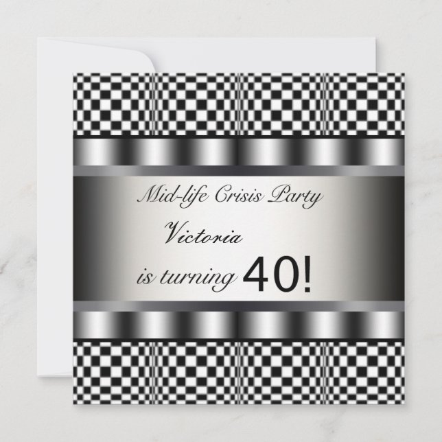 Invitation d'anniversaire des 40 ans en noir (Devant)