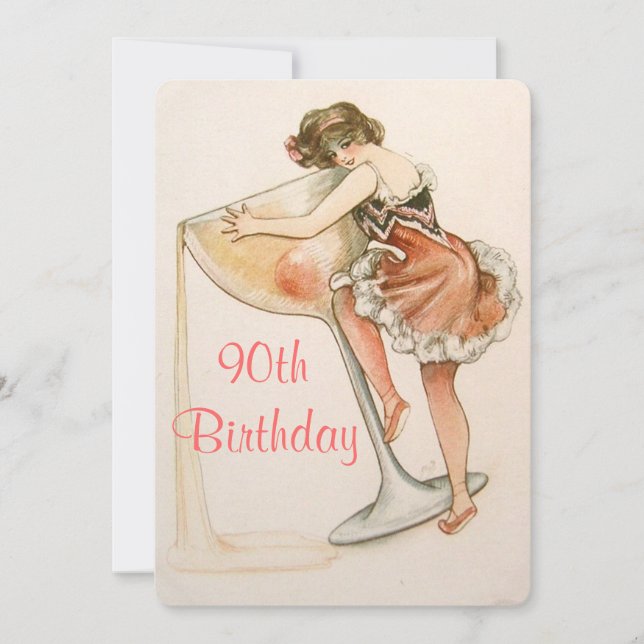 Invitation d'anniversaire des 90 ans, Art vintage  (Devant)