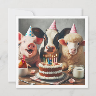 Invitation d'anniversaire des animaux de ferme, an