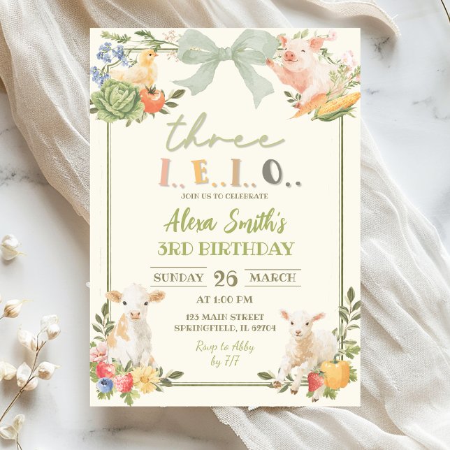 Invitation d'anniversaire des animaux de la ferme  (Créateur téléchargé)