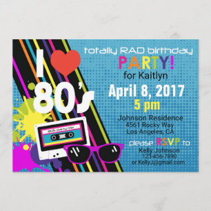 Invitation d'anniversaire des années 80