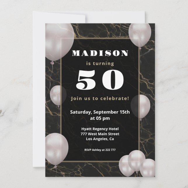 Invitation d'anniversaire des ballons (Devant)